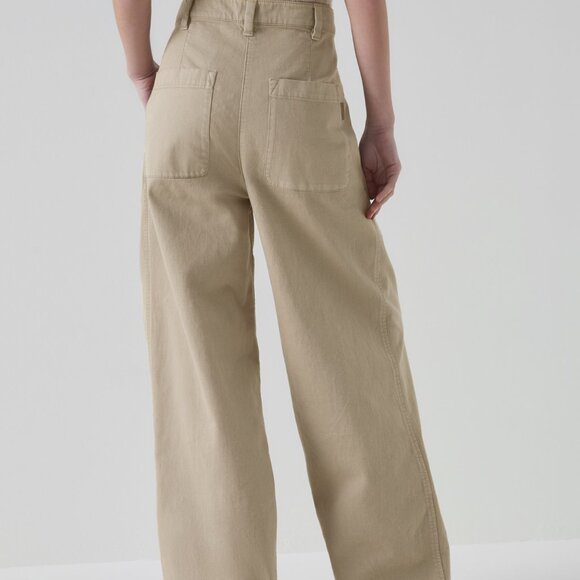 Brunello Cucinelli Monili Jeans Khaki Twill Denim Wide Leg High Waist Size 8 - Picture 2 of 12